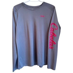 Cabela’s Long Sleeve Performance UPF Shirt Size: L Gray Pink Outdoor Activewear